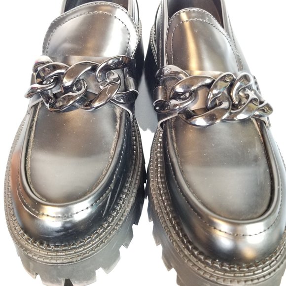 Steve Madden Lug Sole Platform oxford heels loafers with chain size 10 - Picture 8 of 14
